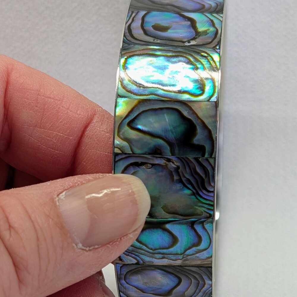 Abalone Shell Inlay Bangle Bracelet - image 5